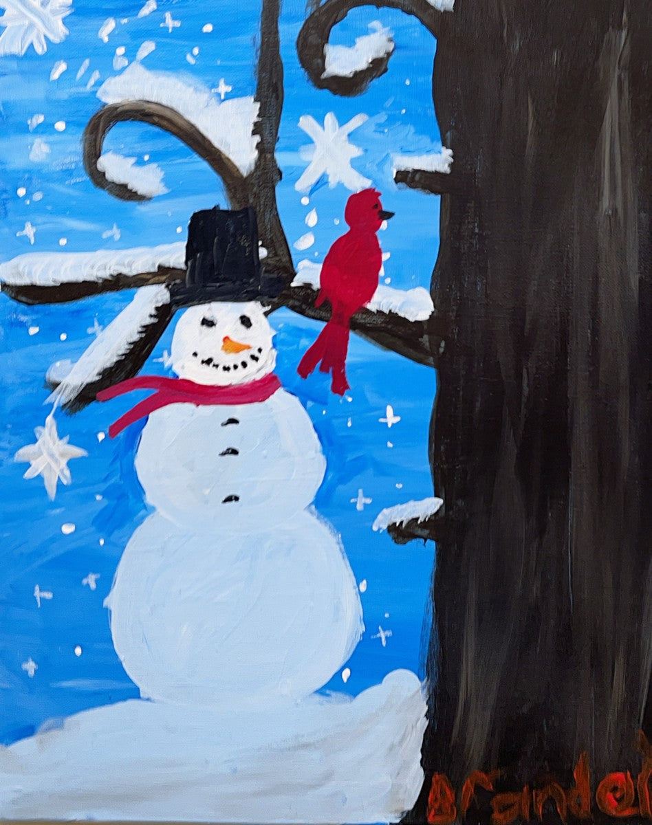 Snowman and the Cardinal