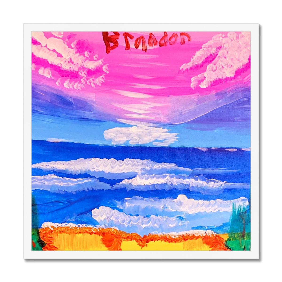 Waves on a Sandy Beach Framed Print