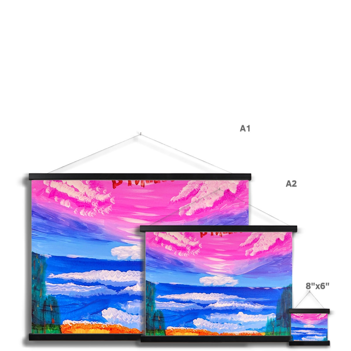 Waves on a Sandy Beach Fine Art Print with Hanger