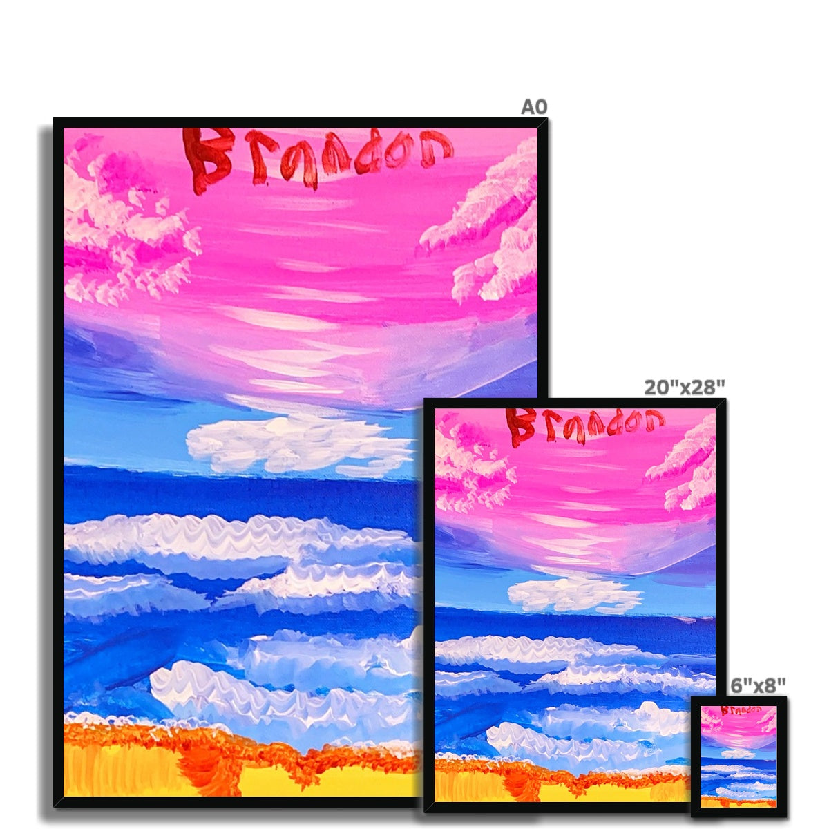 Waves on a Sandy Beach Framed Print