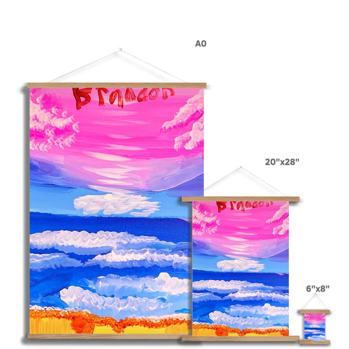 Waves on a Sandy Beach Fine Art Print with Hanger