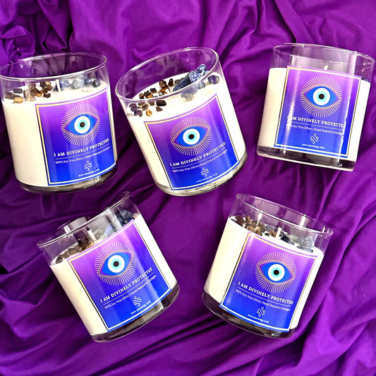 Evil Eye Crystal Candle - Protection