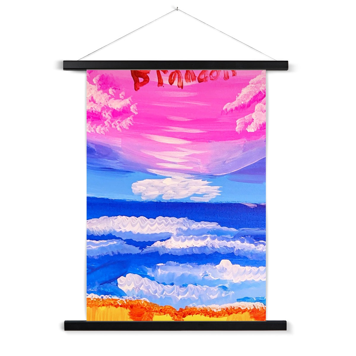 Waves on a Sandy Beach Fine Art Print with Hanger