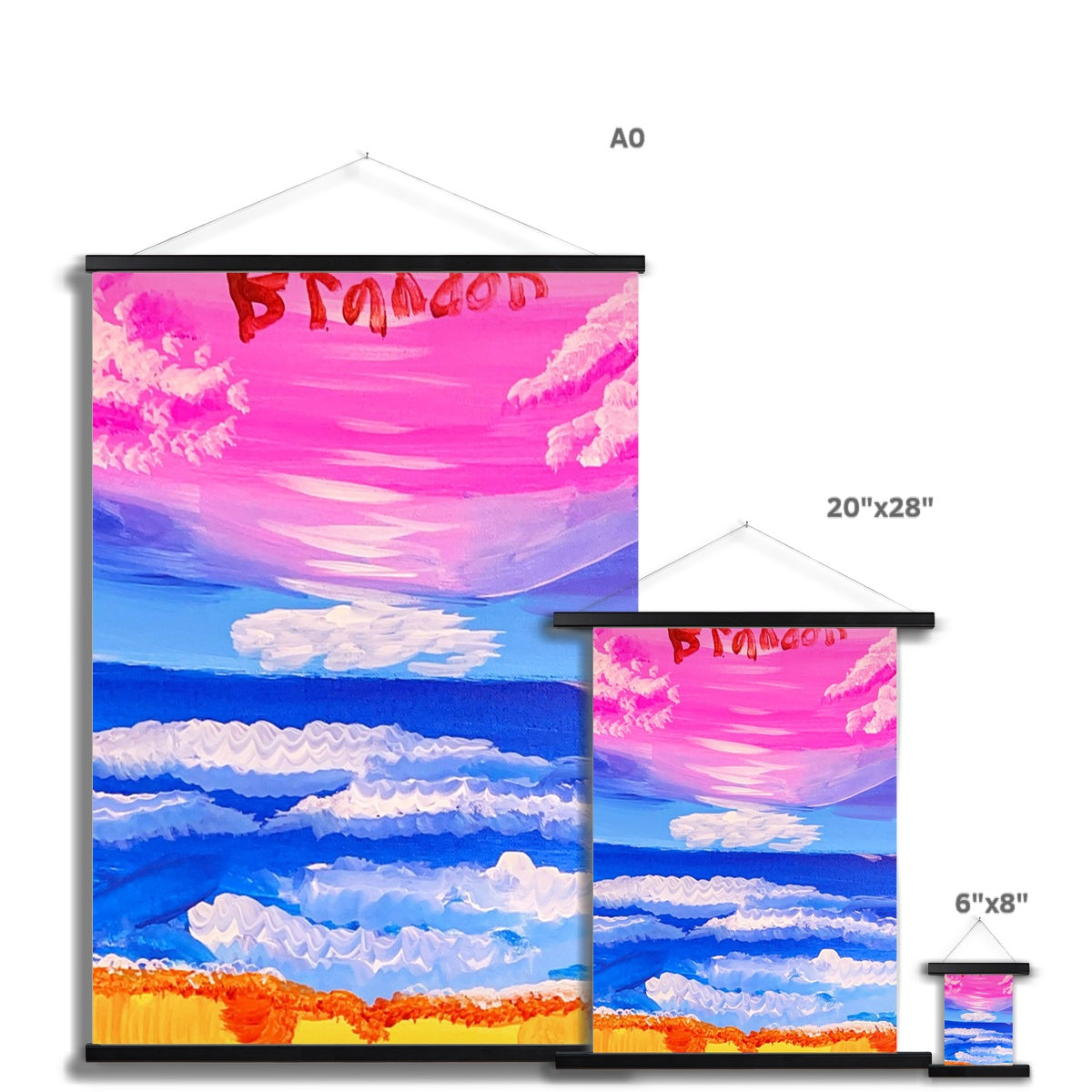 Waves on a Sandy Beach Fine Art Print with Hanger