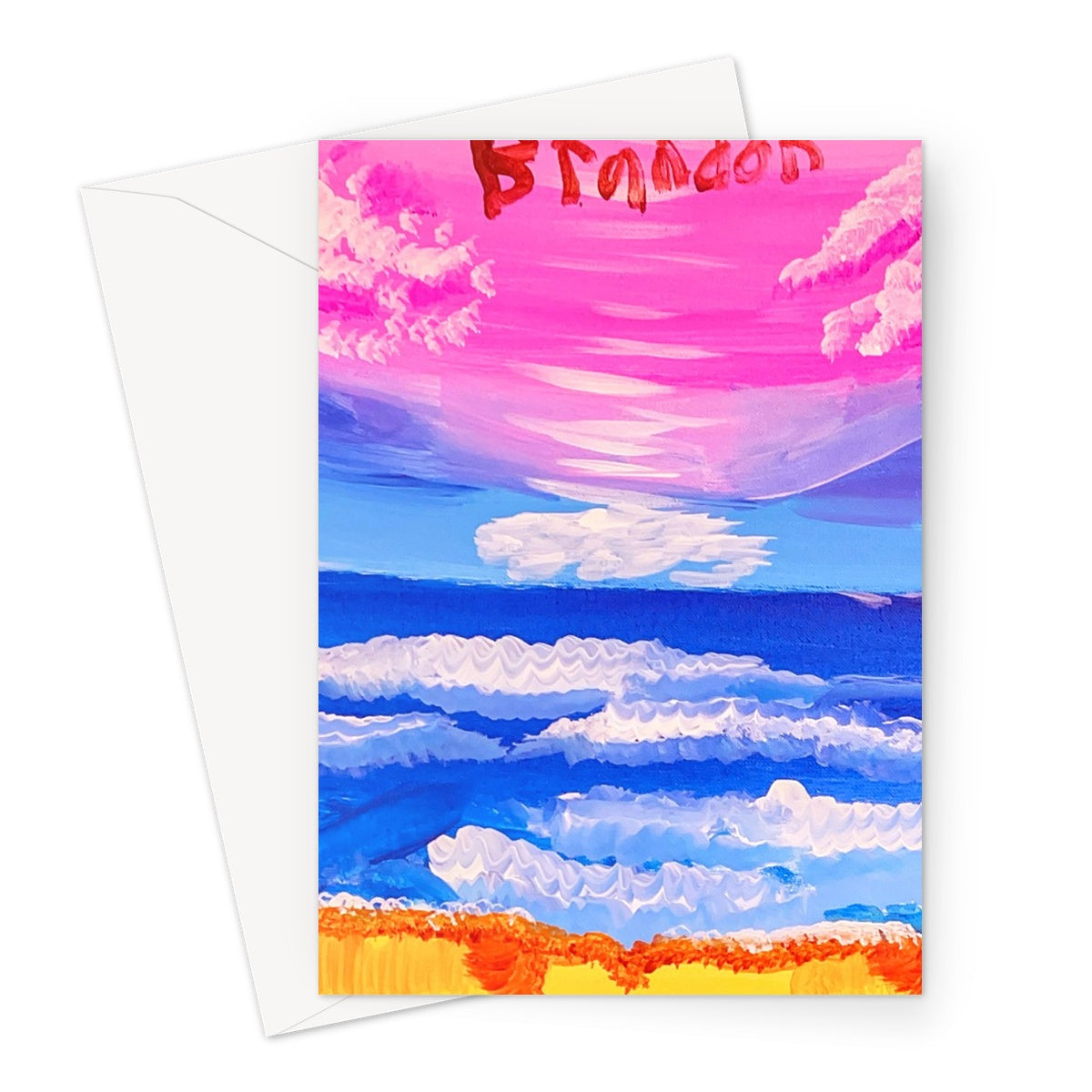 Waves on a Sandy Beach Greeting Card