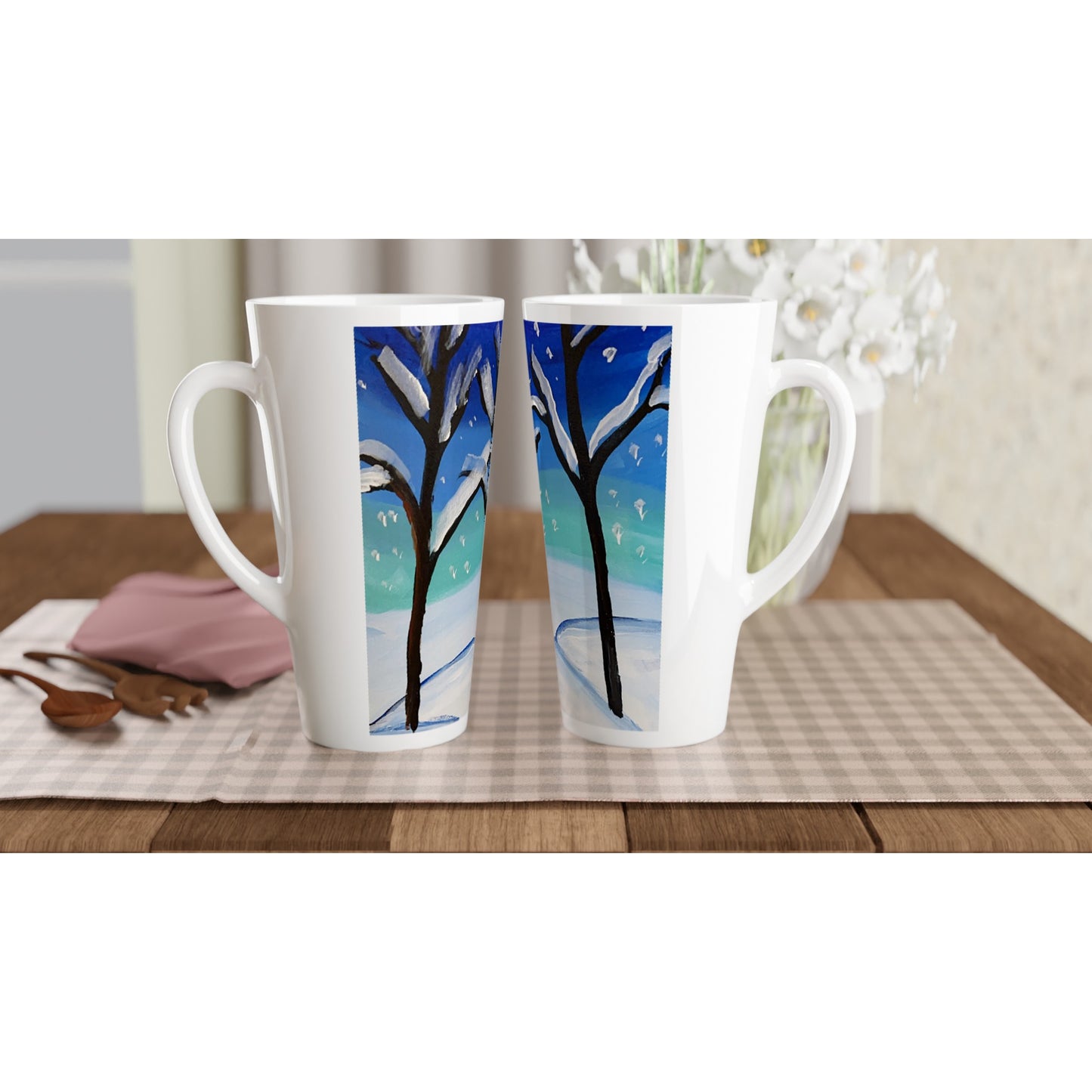 Snowfall - White Latte 17oz Ceramic Mug