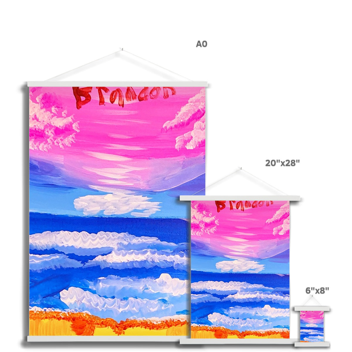 Waves on a Sandy Beach Fine Art Print with Hanger