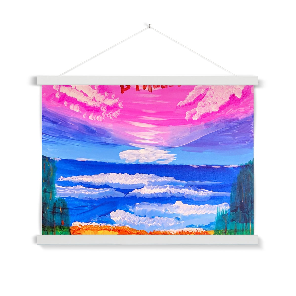 Waves on a Sandy Beach Fine Art Print with Hanger