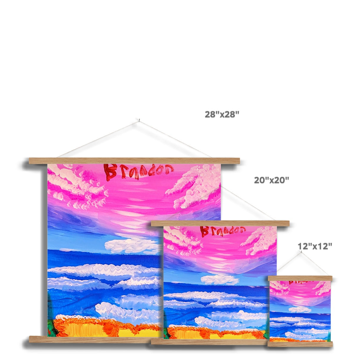 Waves on a Sandy Beach Fine Art Print with Hanger