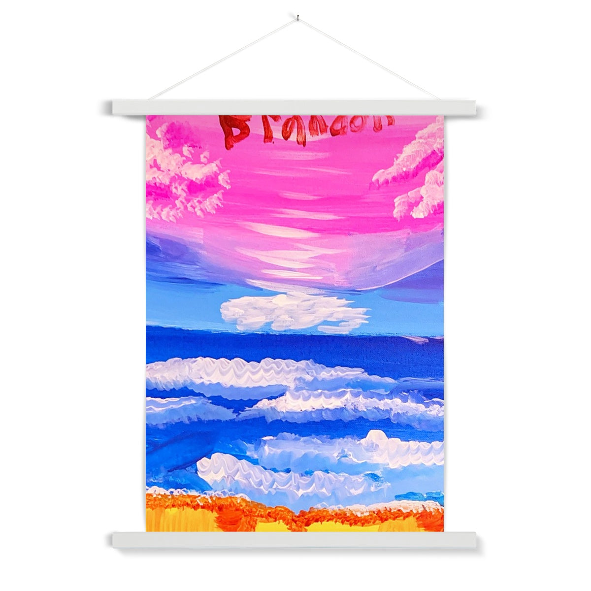 Waves on a Sandy Beach Fine Art Print with Hanger