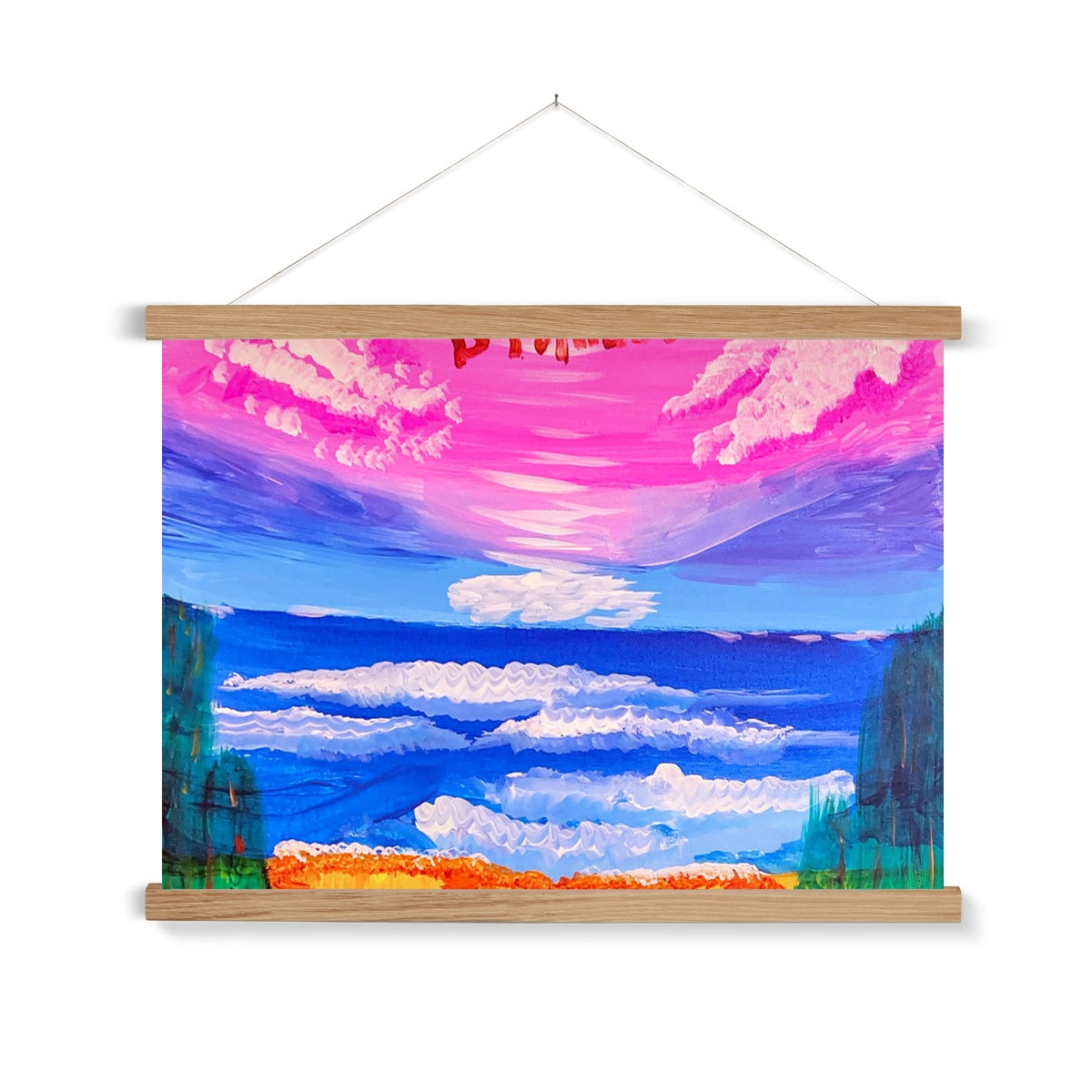 Waves on a Sandy Beach Fine Art Print with Hanger