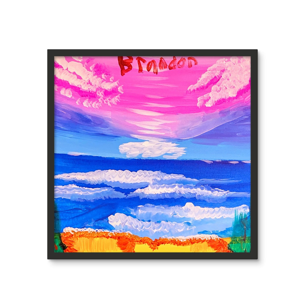 Waves on a Sandy Beach Framed Photo Tile