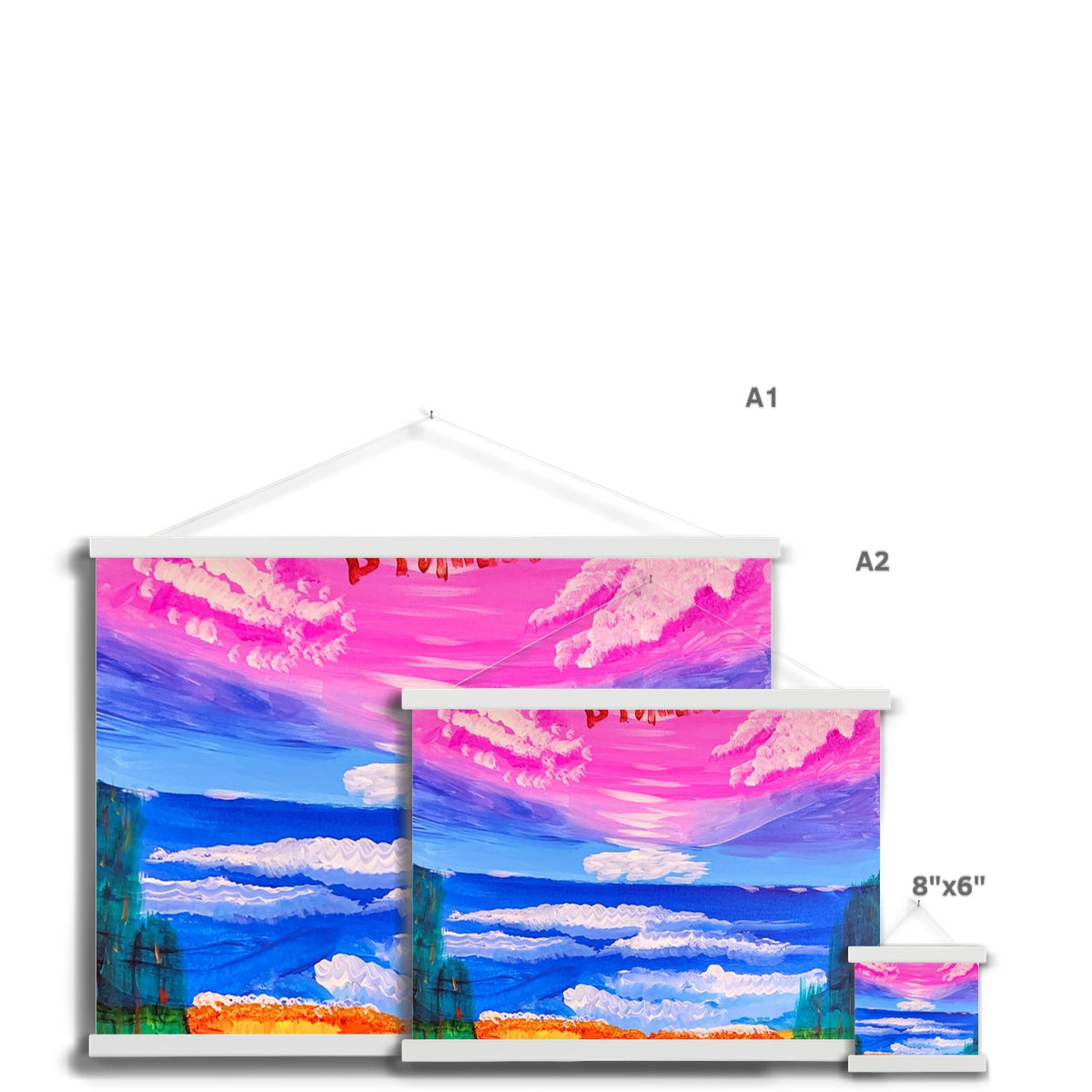 Waves on a Sandy Beach Fine Art Print with Hanger