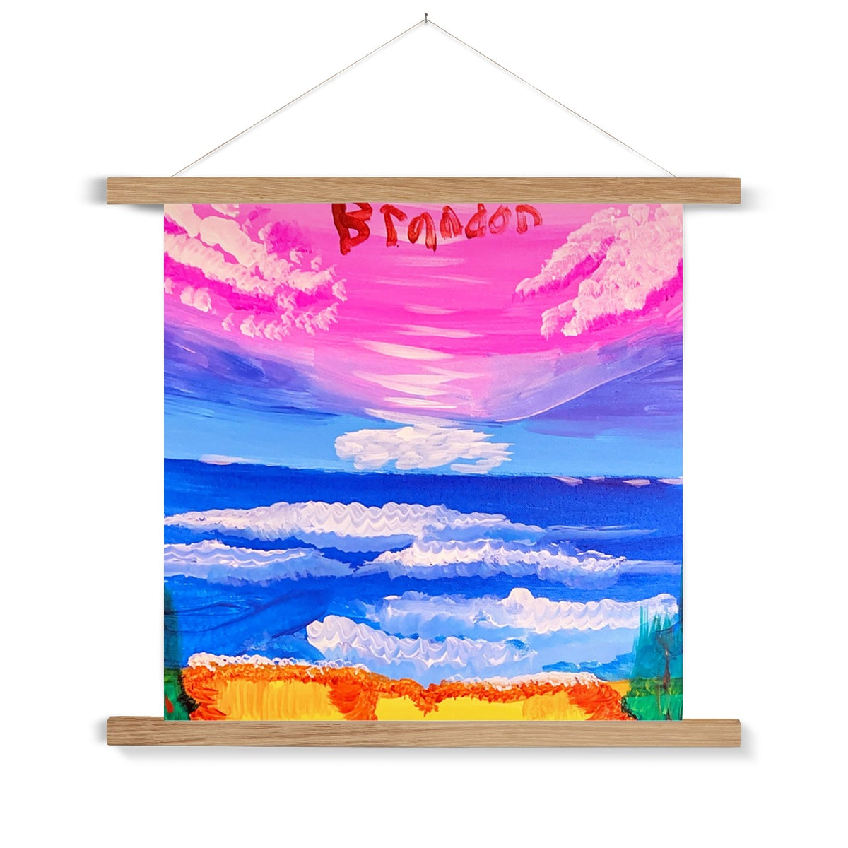 Waves on a Sandy Beach Fine Art Print with Hanger