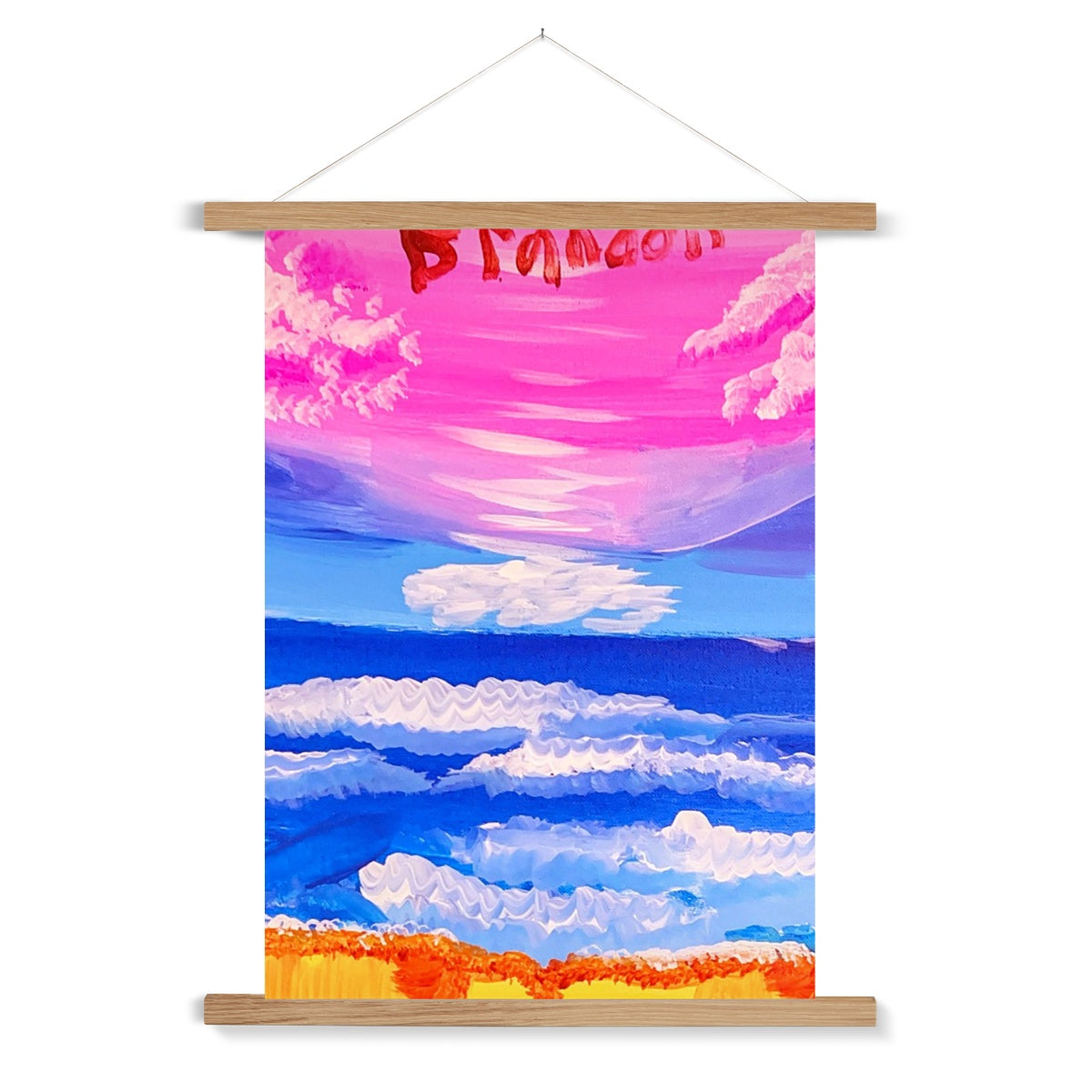 Waves on a Sandy Beach Fine Art Print with Hanger