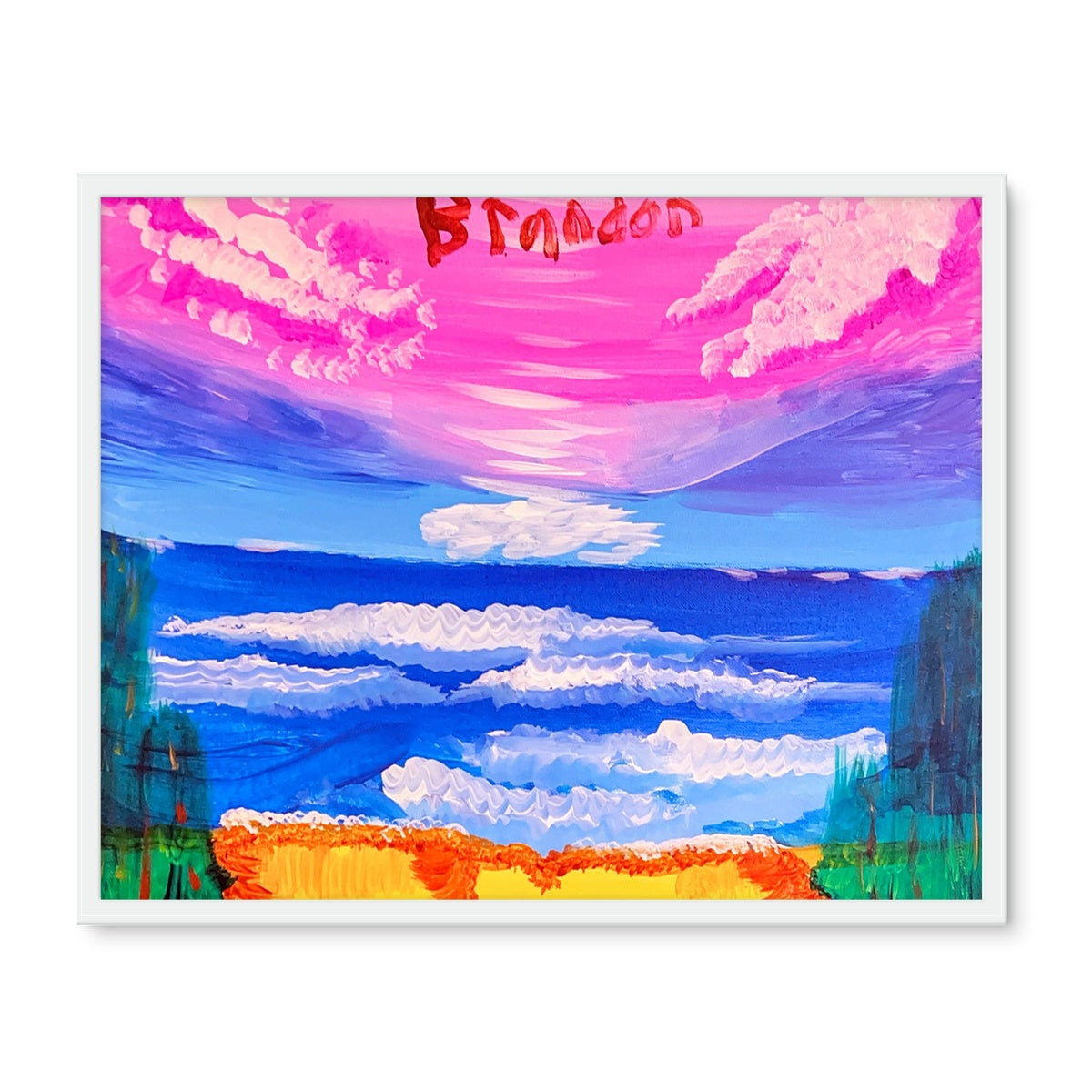 Waves on a Sandy Beach Framed Photo Tile