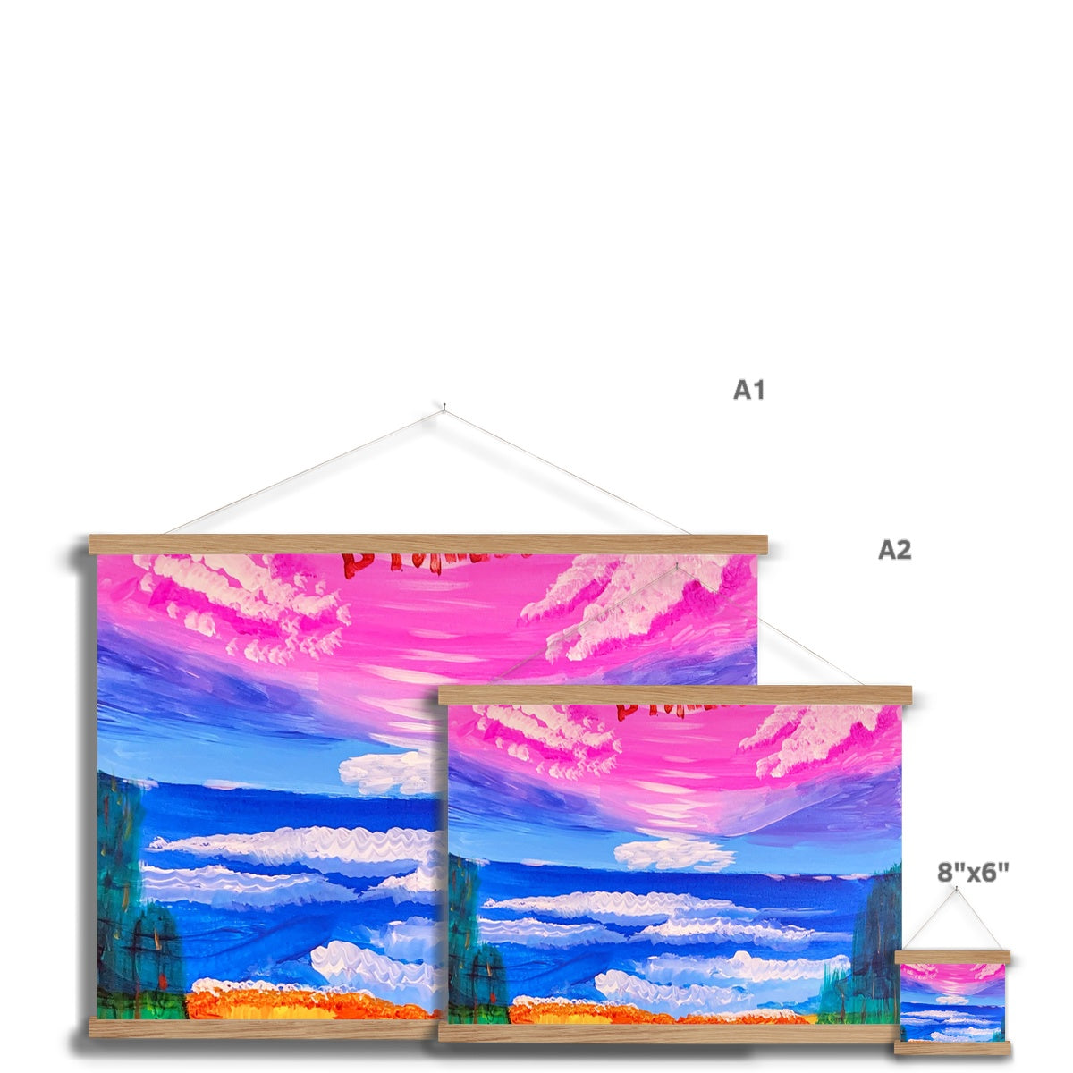 Waves on a Sandy Beach Fine Art Print with Hanger