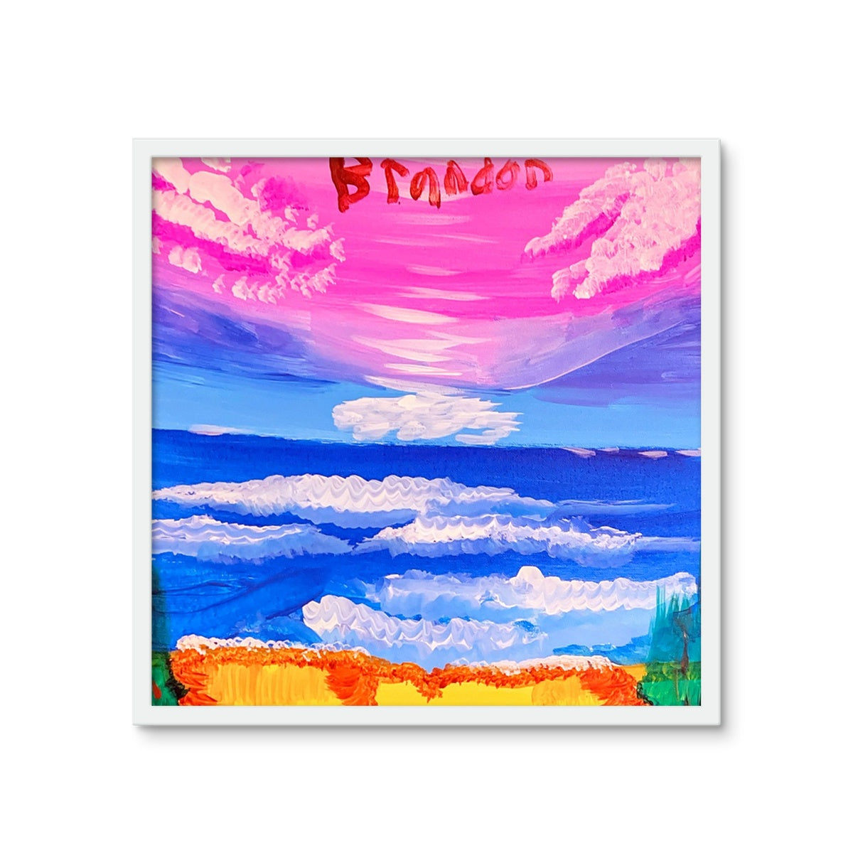 Waves on a Sandy Beach Framed Photo Tile