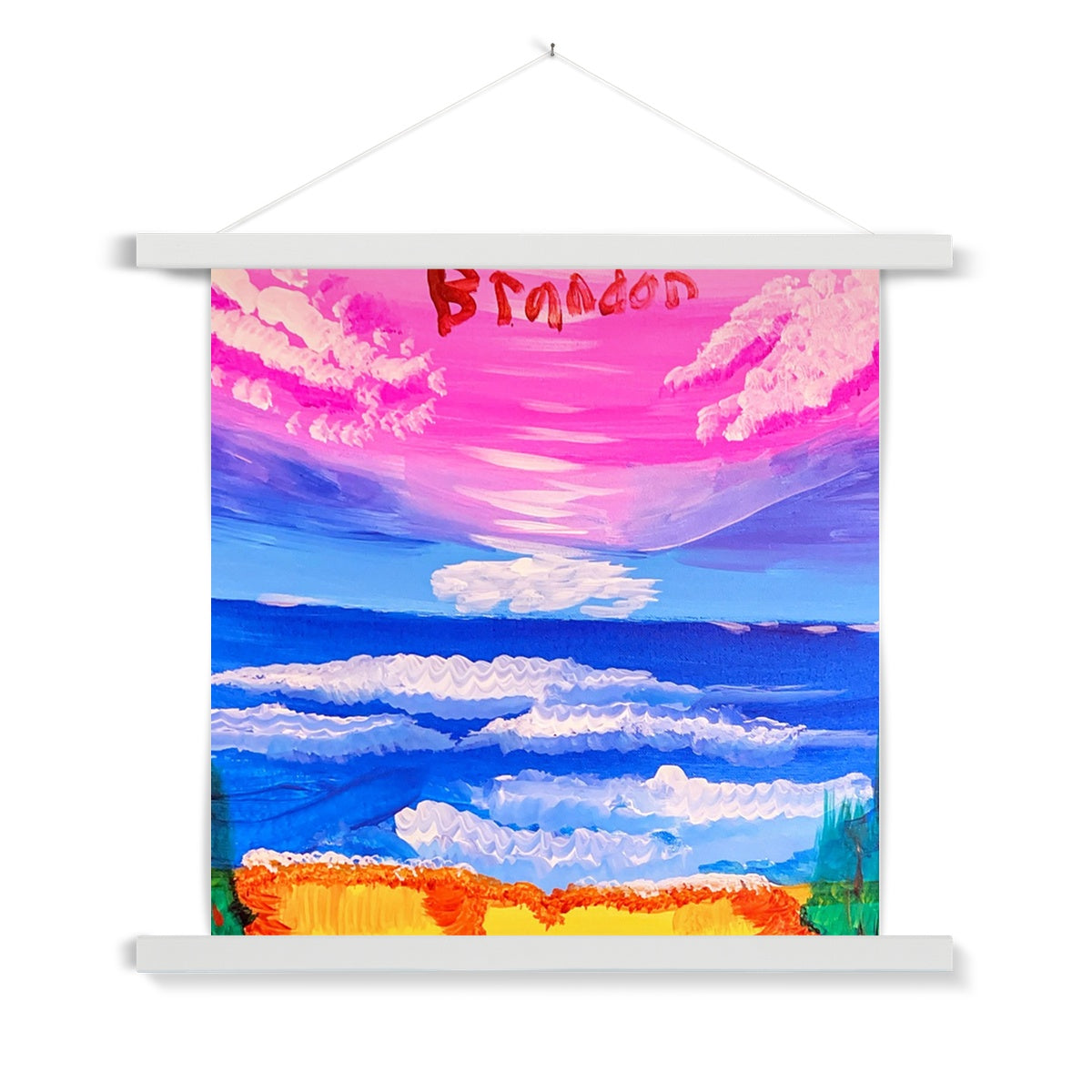 Waves on a Sandy Beach Fine Art Print with Hanger