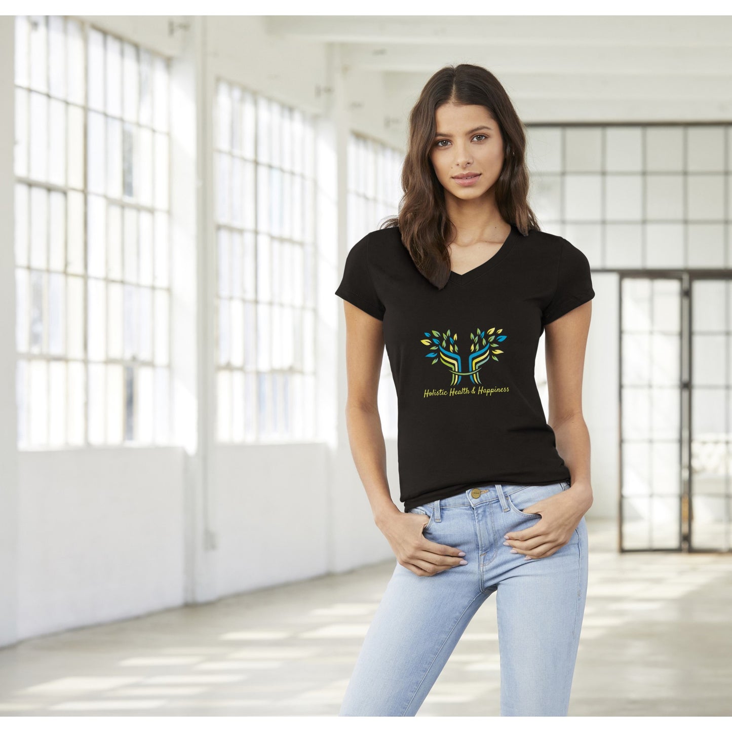 HHH Branded Premium Womens V-Neck T-shirt