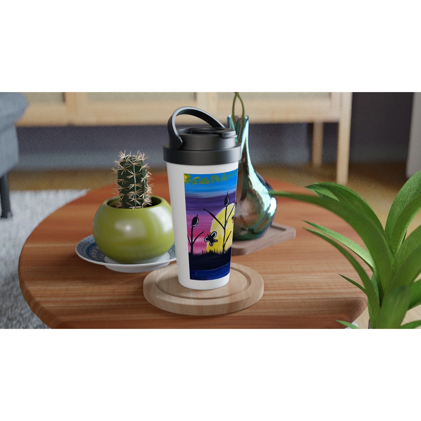 Spring White 15oz Stainless Steel Travel Mug