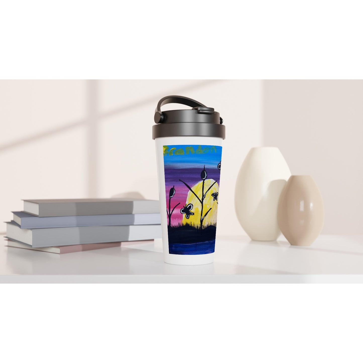 Spring White 15oz Stainless Steel Travel Mug