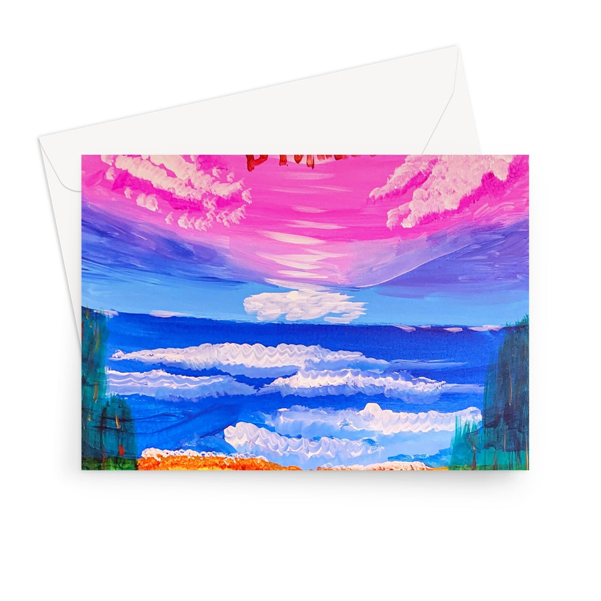 Waves on a Sandy Beach Greeting Card