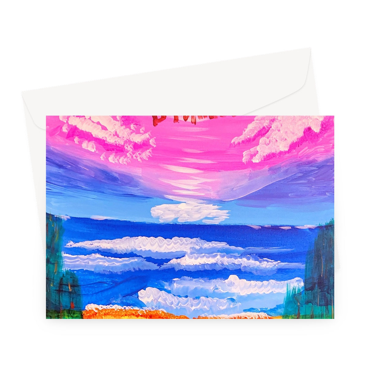 Waves on a Sandy Beach Greeting Card