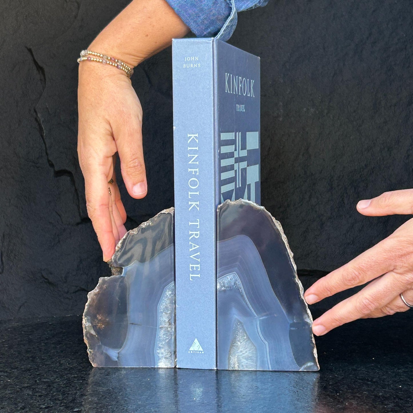 Natural Agate Crystal Bookends