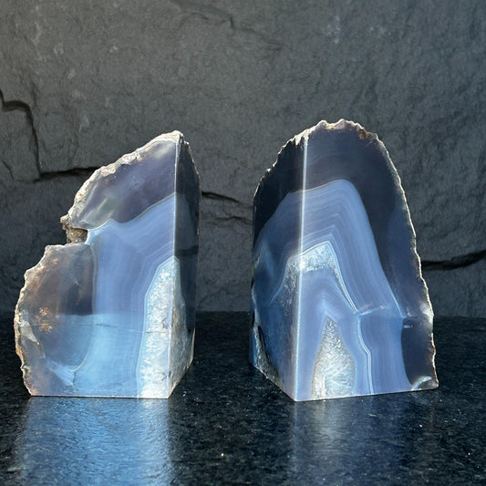 Natural Agate Crystal Bookends