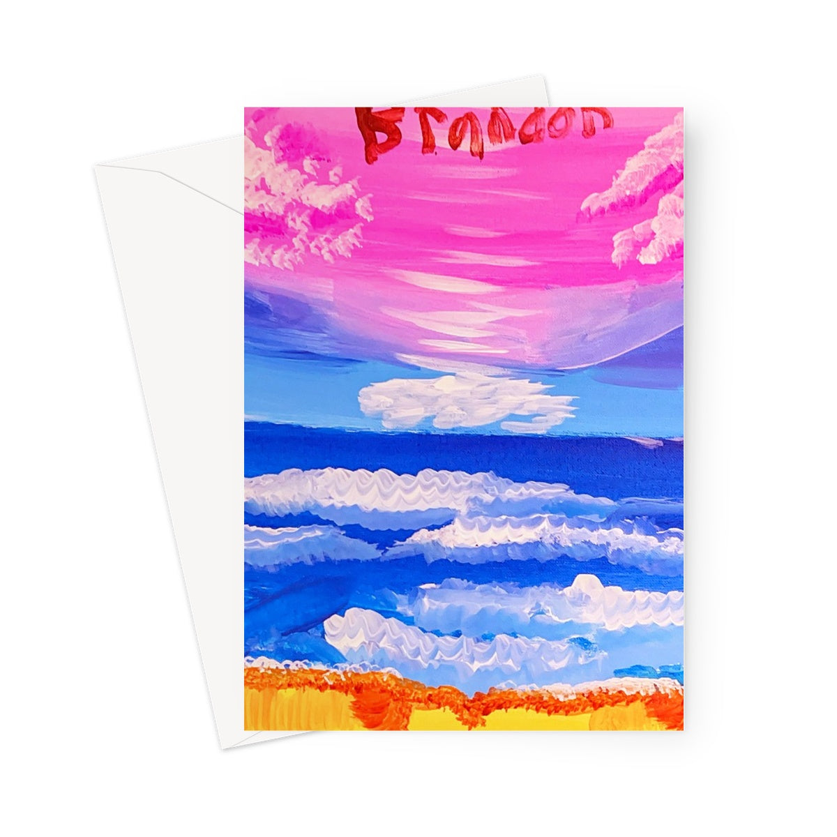 Waves on a Sandy Beach Greeting Card