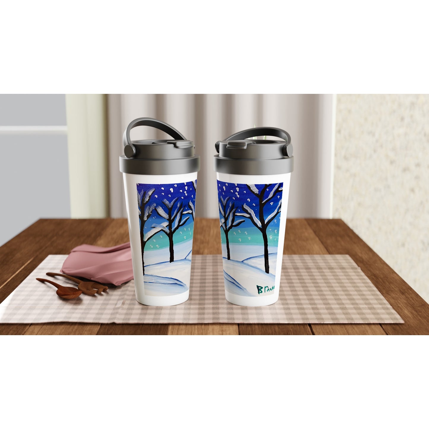 Snowy Knolls --15oz Stainless Steel Travel Mug