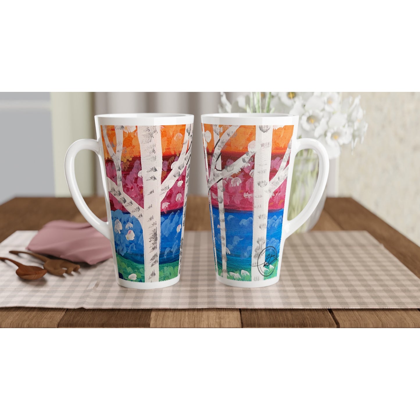 Bright Trees Latte 17oz Ceramic Mug